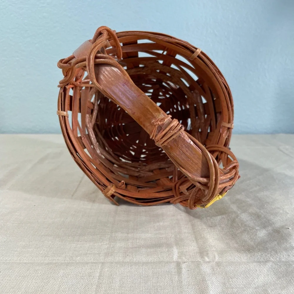 Vintage Fall Basket with Autumn Leaves and Acorns Cottage Decor